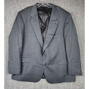 Stafford Executive Blazer Mens 50R Charcoal Grey 100% Wool Two-Button Jacket